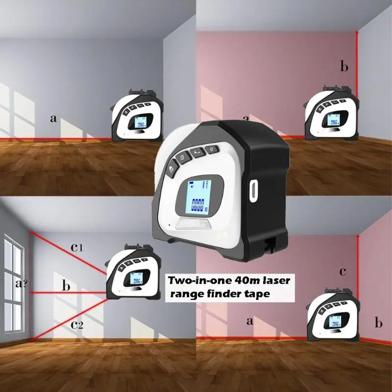 2 в 1 цифровой лазерный дальномер ЖК-дисплей освещенная контржурным светом Дисплей инфракрасная рулетка измерения