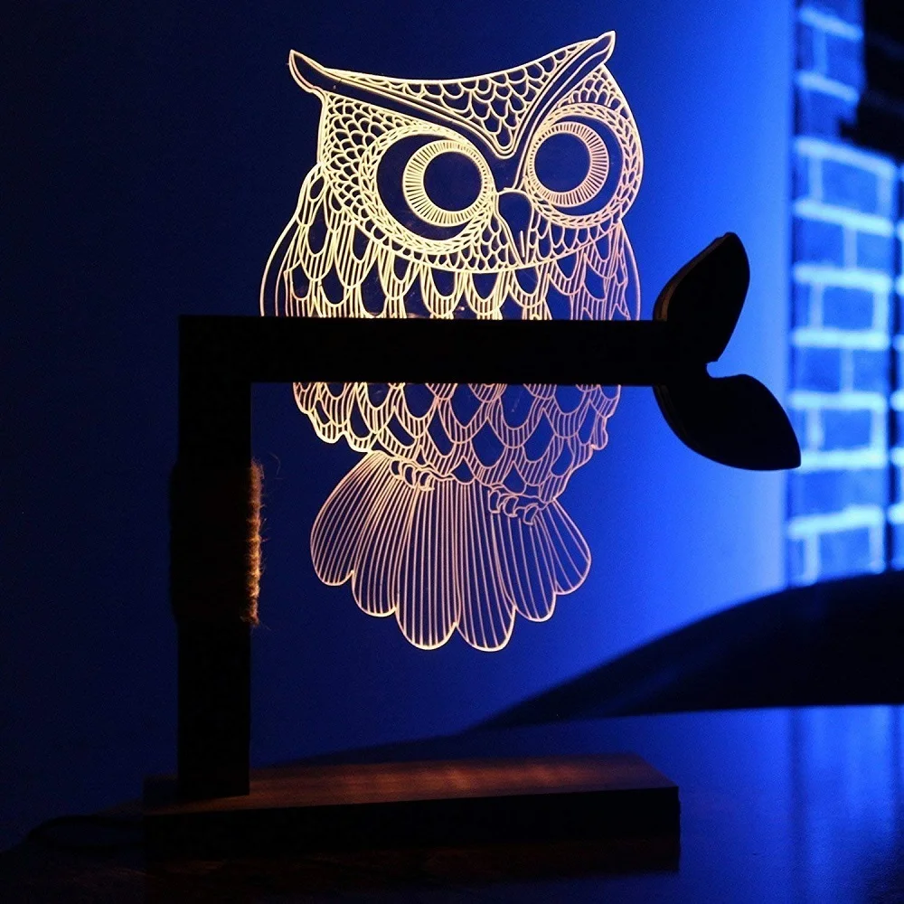 

Dimmable Bedside Lamp EU US 3D Vision Acrylic LED Owl Animal Shape Eye-protecting High Quality Household Bedroom Night Light