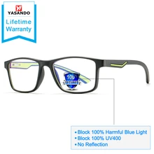 YASANDO, синий светильник, очки унисекс TR90, квадратная оправа Очки для работы за компьютером для защиты глаз, Прямоугольная оправа для мужчин/женщин 2388