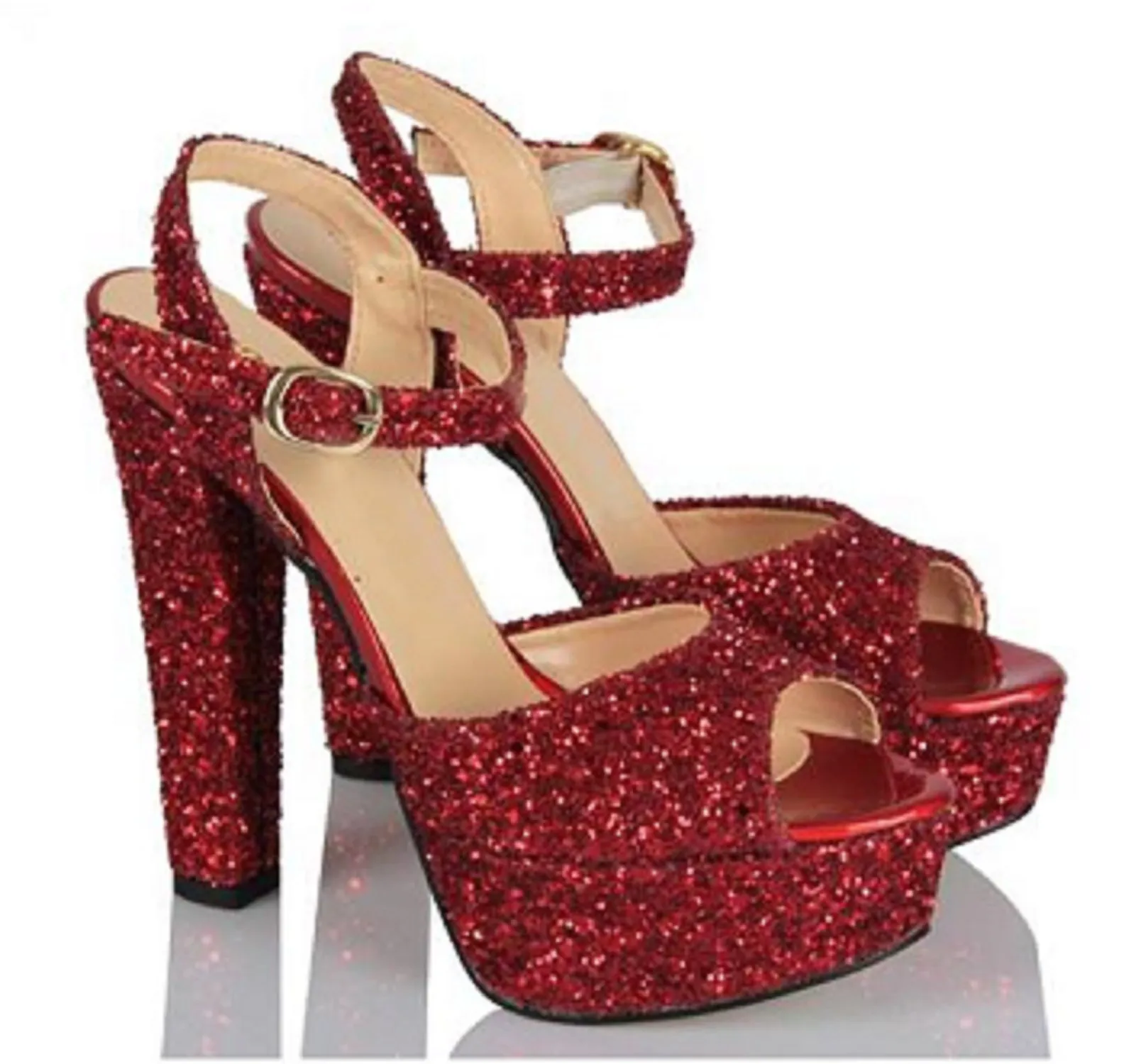 red and clear heels