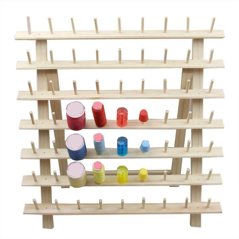 

63 Spool Wood Sewing Thread Stand Organizer Embroidery Storage Rack Holder Bracket TP899