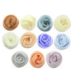 10/50/100g Light Color Series Wool Fibre Flower Animal Wool Felting Handmade Spinning DIY Craft Materials Tool Felt Christmas