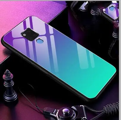 Чехол из закаленного стекла для huawei mate 20X20 x градиентный цвет задняя крышка для huawei mate 20X Мягкие силиконовые чехлы для телефонов mate 20X - Цвет: Синий
