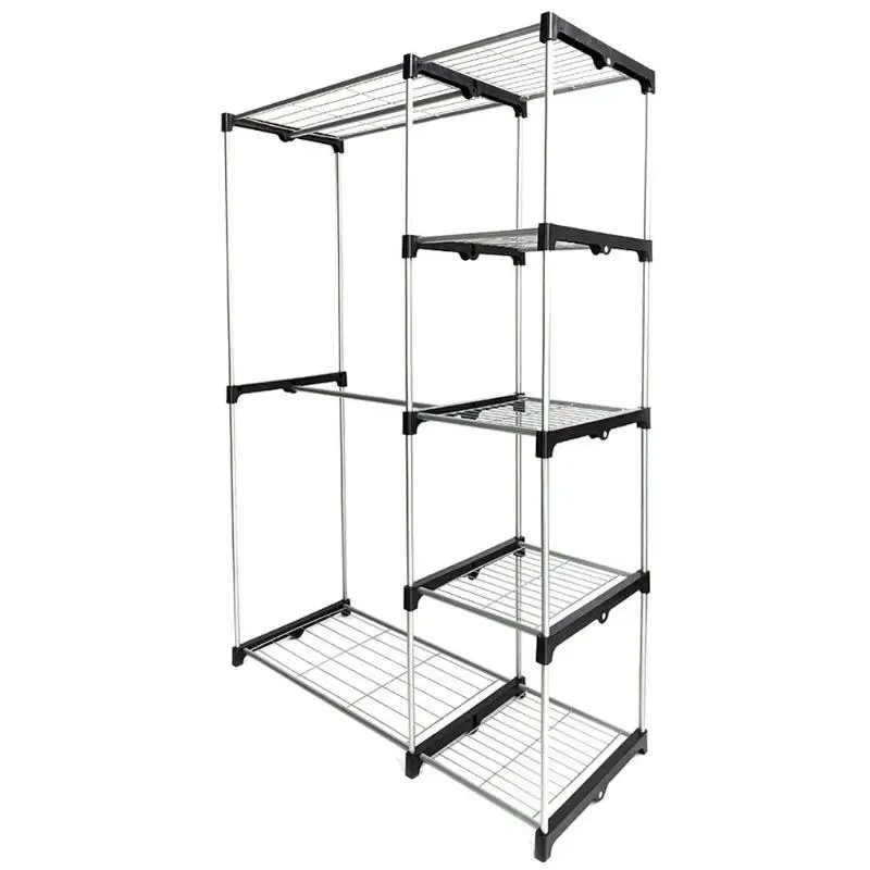 

Home Silver Portable And Practical Five-Layer Wardrobe Without Cloth Cover