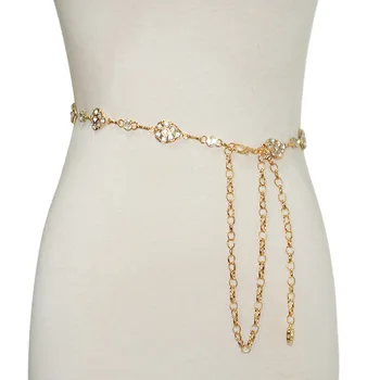 

Punk Feng Shui Drop Diamond-encrusted Metal Chain Waist Chain Lady's New 100-water Diamond Waist Chain.