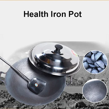 

Double Ear cast Iron Wok Cooking Pot No Coating Non Stick Classical Camping Outdoor Chinese Gas Cooker Cookware Wok Pan Fry Pan