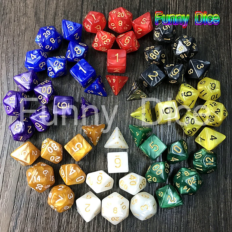 Pop Best Promotion 7pc/set Dice Set Multi Sided with Marble Effect DND and RPG Game for Parties Toy Bauble Gift|Кубики| |