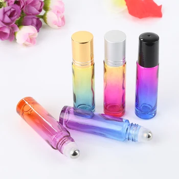 

5PCS 5/10ML Portable Colorful Glass Refillable Bottle Empty Cosmetics Containers Essential Oil Roller Bottle For Travel