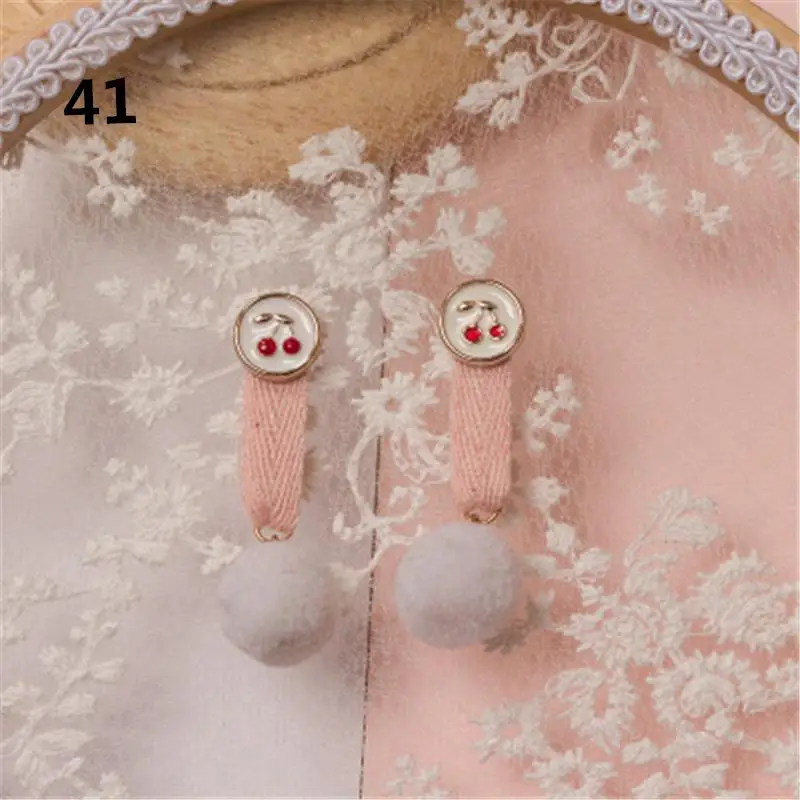 Милые ювелирные изделия в стиле Лолиты; розовые серьги принцессы с сердечками для девочек; японские серьги ручной работы; зимние кавайные серьги-гвоздики ручной работы - Окраска металла: 32