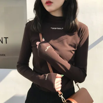 

2020 New Spring Women Turtleneck T Shirt Tees T-Shirts Female Bottoming Long Sleeve Shirt Tops Harajuku Womens Base Shirt