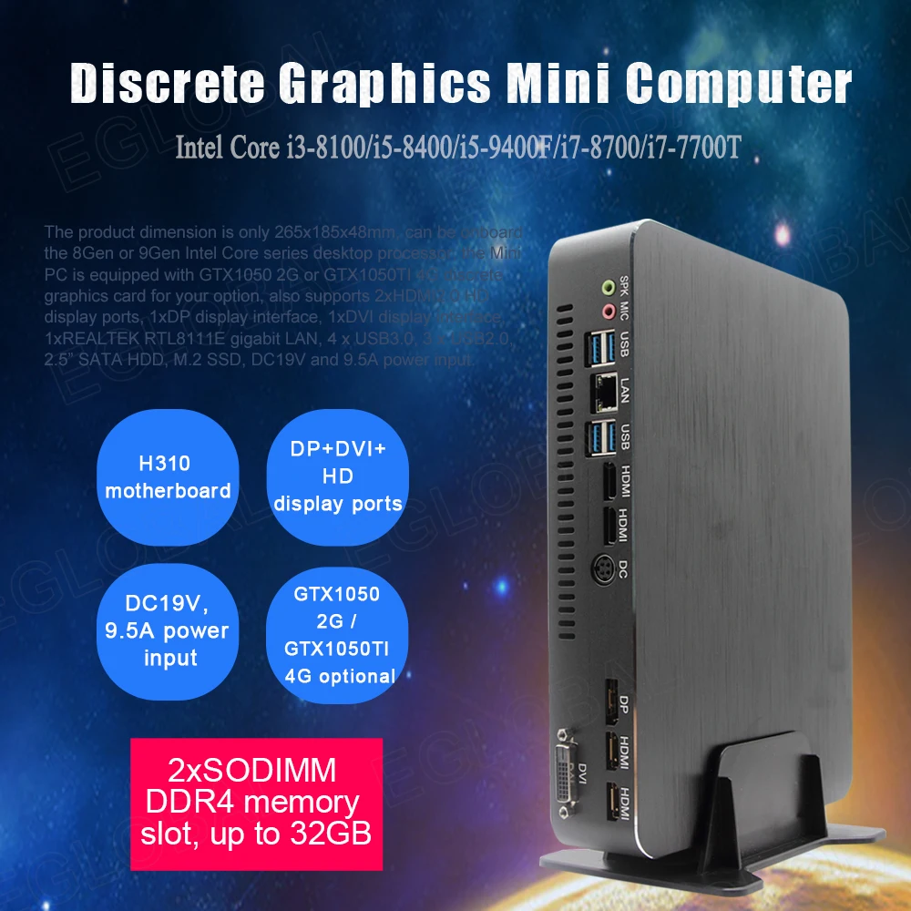 Eglobal игровой Мини компьютер Intel Core i3 9100F i5 9400F двойная графика Nvidia GTX 1050/1050ti 4GB Mini Dektop PC 2 HDMI DP DVI Eglobal игровой Мини компьютер Intel Core i3 9100F i5 9400F двойная графика Nvidia GTX 1050/1050ti 4GB Mini Dektop PC 2 HDMI DP DVI