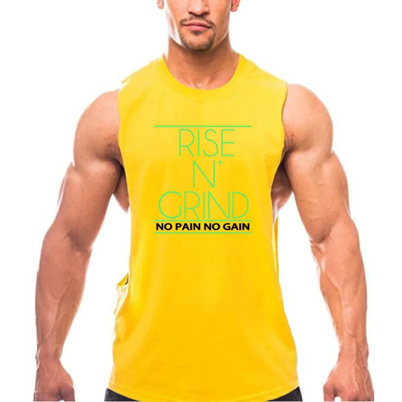 Muscleguys бренд Для мужчин, майка для фитнеса одежда для бодибилдинга с низким вырезом сбоку отверстия руки хлопковая Спортивная одежда для детей летняя спортивная майка - Цвет: yellow100