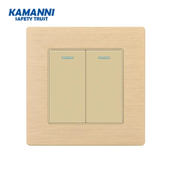 

KAMANNI 2 Gang 2 Way Luxury Light Switch On / Off Wall Switch Interruptor Aluminum alloy Gold Panel free shipping AC 110~250V