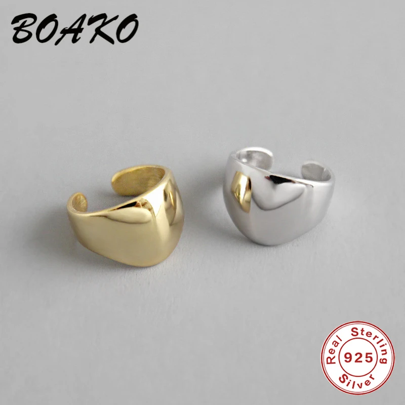 BOAKO модные минималистичные серьги-клипсы для ушей для женщин ювелирные изделия из стерлингового серебра 925 пробы гладкое лицо без проколов круглые серьги 1 шт