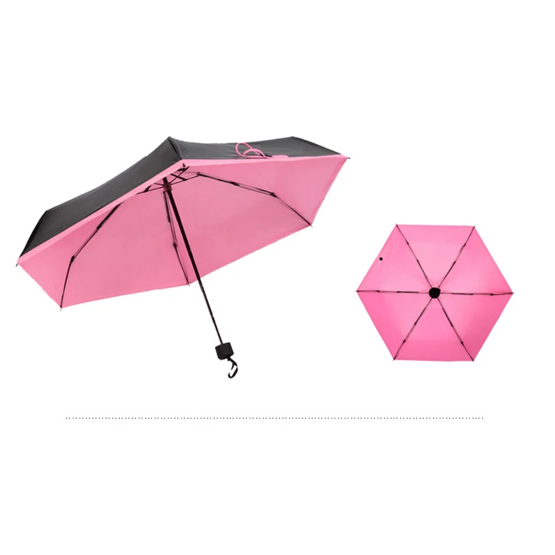 Pink 4 цвета Летний стиль для мужчин и женщин Зонт с черной подкладкой анти УФ и водонепроницаемый зонтик ультра-тонкий легкий мини-зонтик - Цвет: Pink