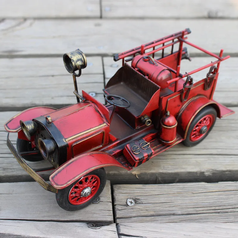 26x10.5x13cm Diecast Tin Fire Truck Car Model Retro Metal Crafts City Service Speed Wheels Ornaments Toys | Игрушки и хобби