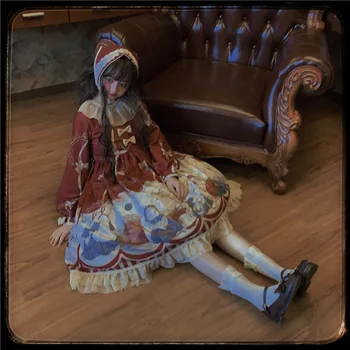 

Vintage Exquisite Burgundy Gothic Lolita Dress Cute Girls Lantern Sleeve Kawaii Dress Cos Loli Tea Party Lolita Dress Dress Up