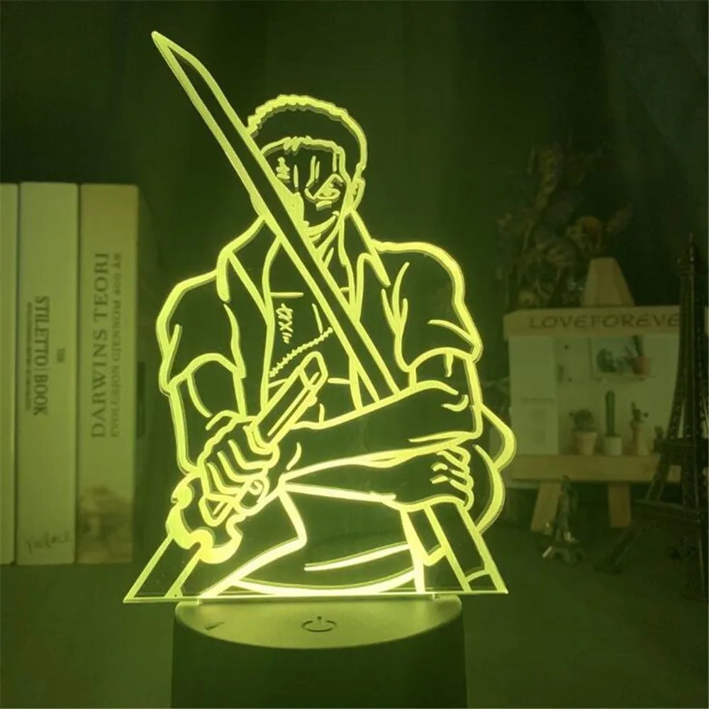 Цельный 3D Ночник светильник светодиодный для спальни Луффи Зоро Ace тысяча