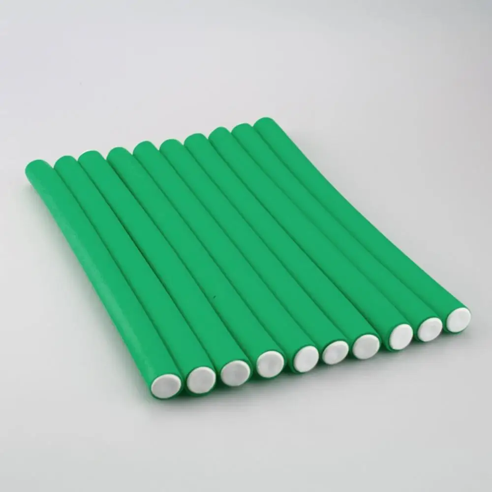 1.2x24cm green 10 шт., бигуди для волос, для создания мягкой пены, сгибающиеся кудри, для самостоятельной укладки, бигуди для ухода за волосами, бублики для волос, Флекси-стержень - Цвет: 1.2x24cm green