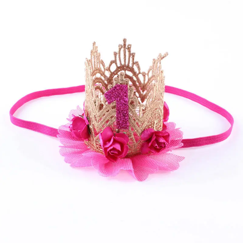Yundfly Gold Lace 3D Crown Baby Headband Newborn Girls Elastic Tiara Hairband Birthday Gift Photography Props baby accessories diy Baby Accessories