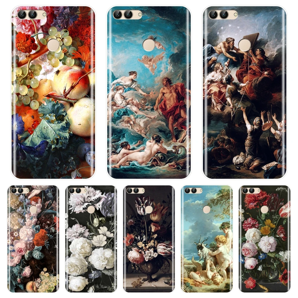 

For Huawei P9 P10 P20 Lite Pro Plus P Smart Phone Case Silicone Art Flower Soft Back Cover For Huawei P7 P8 P9 Lite Mini 2017