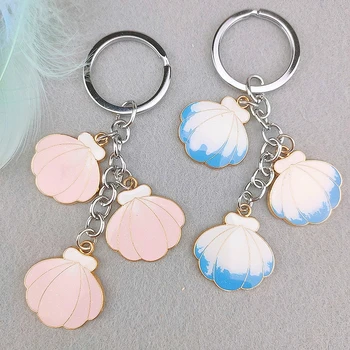 

Popular Seashell Sparkling Tripe Pink/Blue Tone Key Chain Clasp Badge