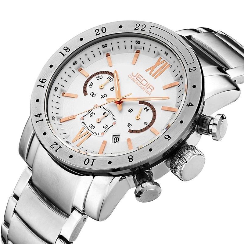 

JEDIR Men's Watch Relogio Masculino Display Date Stainless Band Quartz Wristwatch for Man Fashion Male Clock Relojes para Hombre