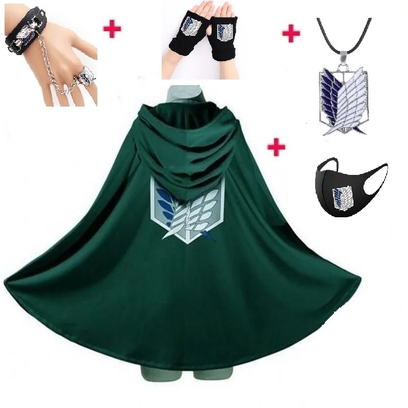 Japanese Hoodie Attack On Titan Cloak Gloves Shingek No Kyojin Scouting Legion Costume Anime Cosplay Green Cape |