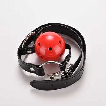 1PCS Adult Games Silicone Ball Oral Fixation Bondage Mouth Gag Mouth Stuffed PU Leather Band Sex Toys for Couples 3