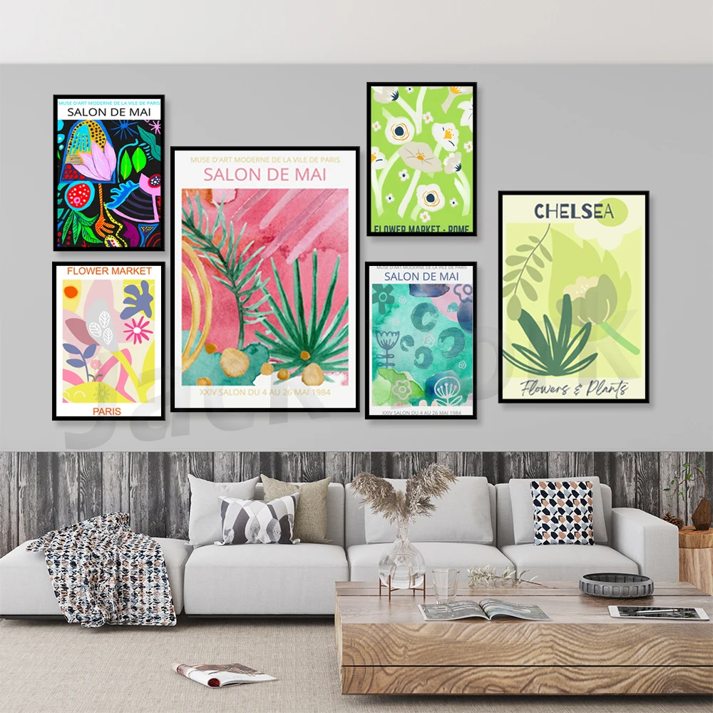 

Abstract Flower Market Vintage Minimalist Wall Art Canvas Painting Nordic Posters And Prints Wall Pictures For Living Room Decor