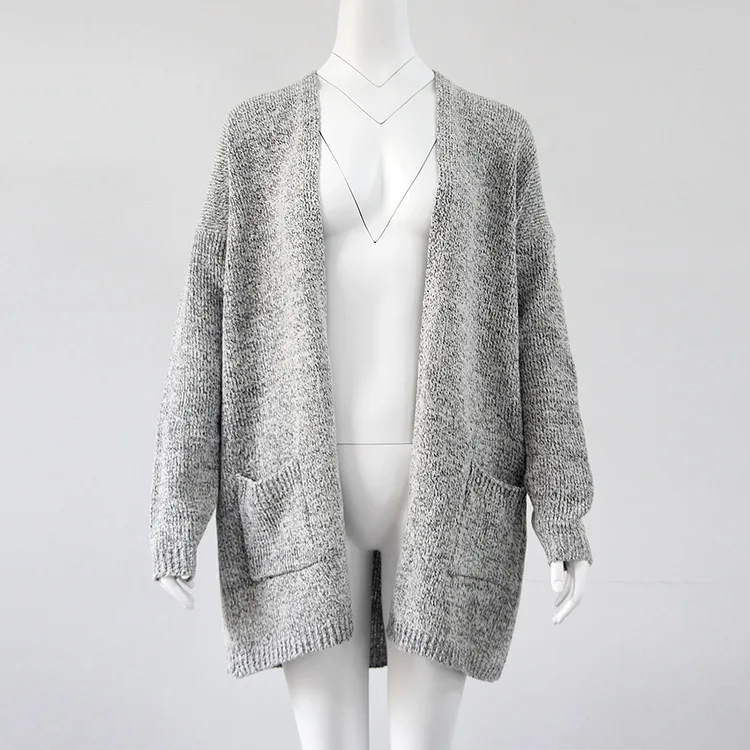Женский свитер кардиган пальто женский длинный участок длинный рукав большой карман свитер большого размера