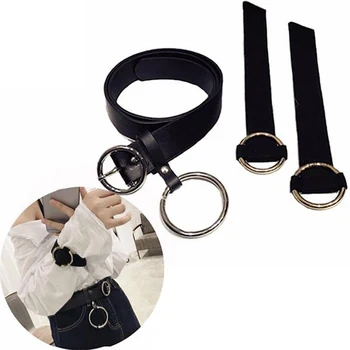 

Beauty Fashion Vintage Ladies Women's Waistband PU Leather Buckle Metal Circle Belt O Ring Belt For Adult Female