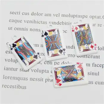 

Julie Wang 4PCS Poker Jack Card Charms Alloy White Plated Necklace Pendant Findings DIY Accessories Jewelry Making 26*15mm