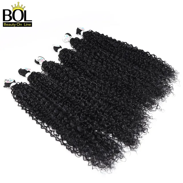 BOL Synthetic Hair Weave Jerry Curly Hair Bundles 3/6/9pcs/Lot Natural Black Soft Long Hair Extensions for Women Daily Use 3