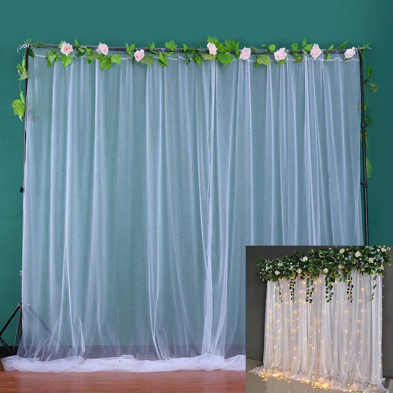 2 CHIFFON DRAPE PANEL WHITE BACKDROP 5ft x 9ft Sheer CURTAINS 9ft MADE in USA 