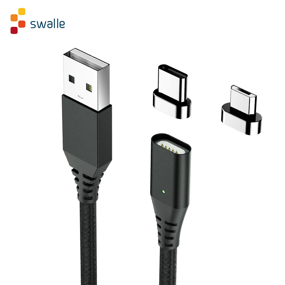 Магнитный USB кабель Swalle 2021 для быстрой зарядки Type C передачи данных магнитное