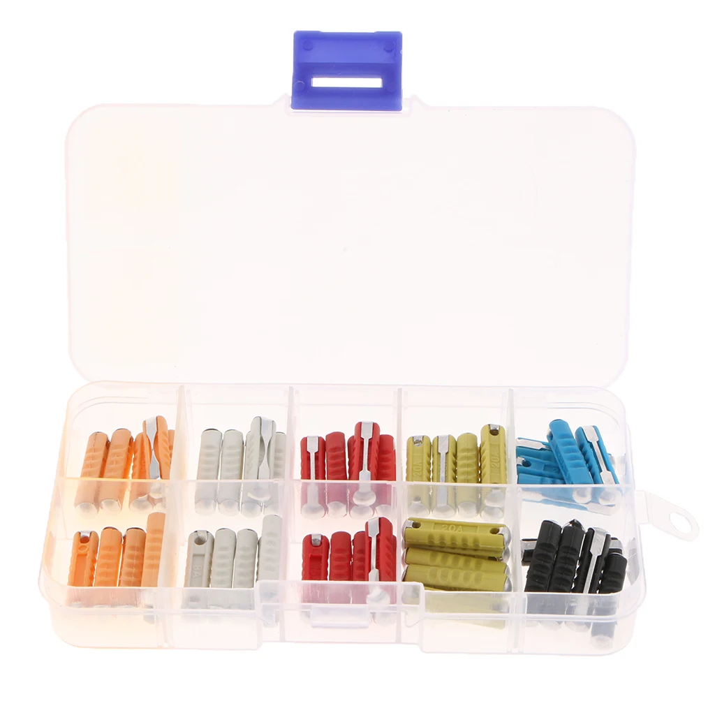 50Pcs European Automotive Fuse Assortment Box Car Auto Torpedo Fuses 5-30A