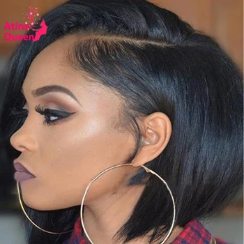 

Short Pixie Cut 13x4 Straight Pre Plucked Bob Wig Glueless Brazilian Remy Closure Wig 180% Density Human Hair Wigs For Women