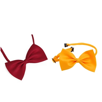 

2Pcs Dog Cat Bow Tie Bowtie Pet Adjustable Collar Orange & Red