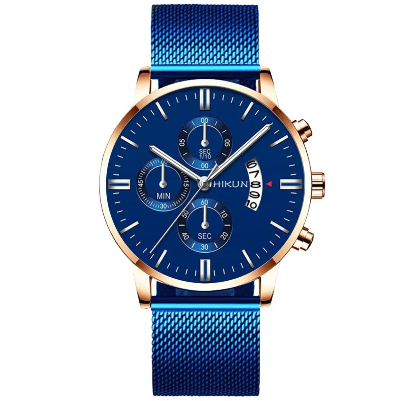 Mens Stainless Steel Mesh Business Casual Quartz Watch