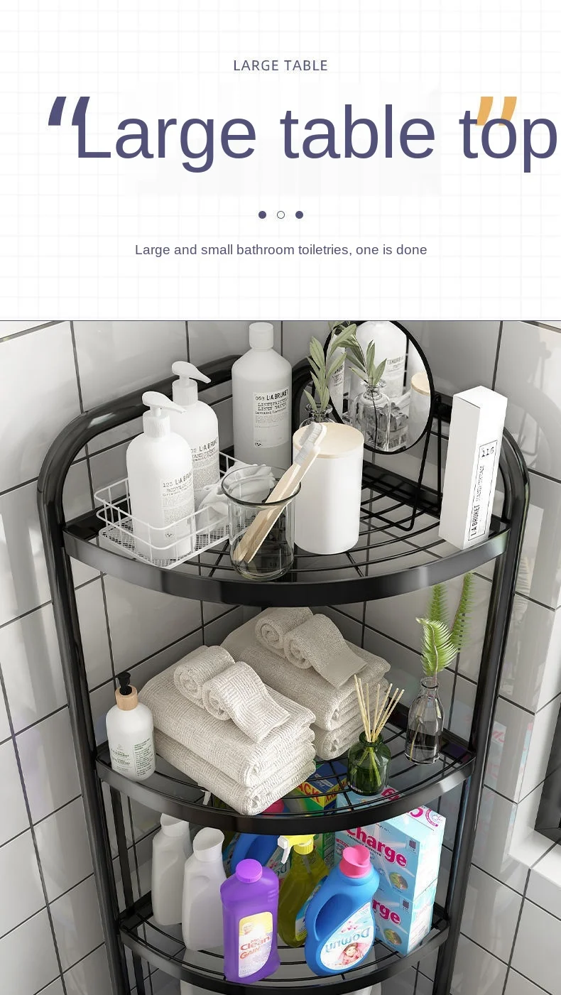 Folding Storage Rack No Installation Bathroom Kitchen Shelf Toilet Storage Shelf 3-Layer