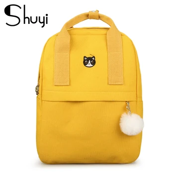 

Japan Style Women's backpack Harajuku Cute Embroidery Cat Crown Canvas Backpack Lovely Preppy Style Satchel School Bag For Girls