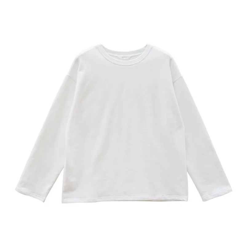 Autumn New Woman Tshirts Long Sleeve Solid Simple Thickened Elastic Cotton Soft Comfortable Base Student Tops Harajuku Clothes