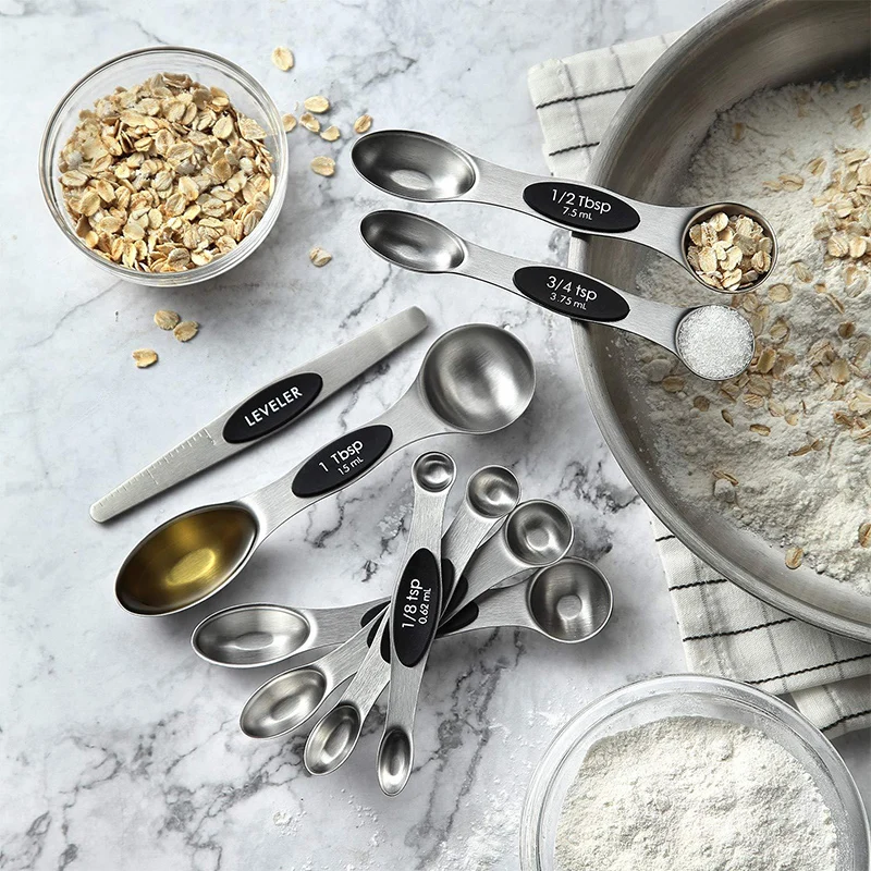 

Measuring Spoons, Stainless Steel Dual Sided Magnetic Measuring Spoons for Dry or Liquid Ingredients Set of 7