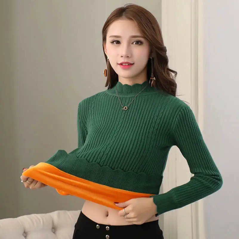 2019 вязаный женский свитер, пуловеры, водолазка, Осень-зима, базовые женские свитера, облегающие белые женские топы, фоторазмер 4XL