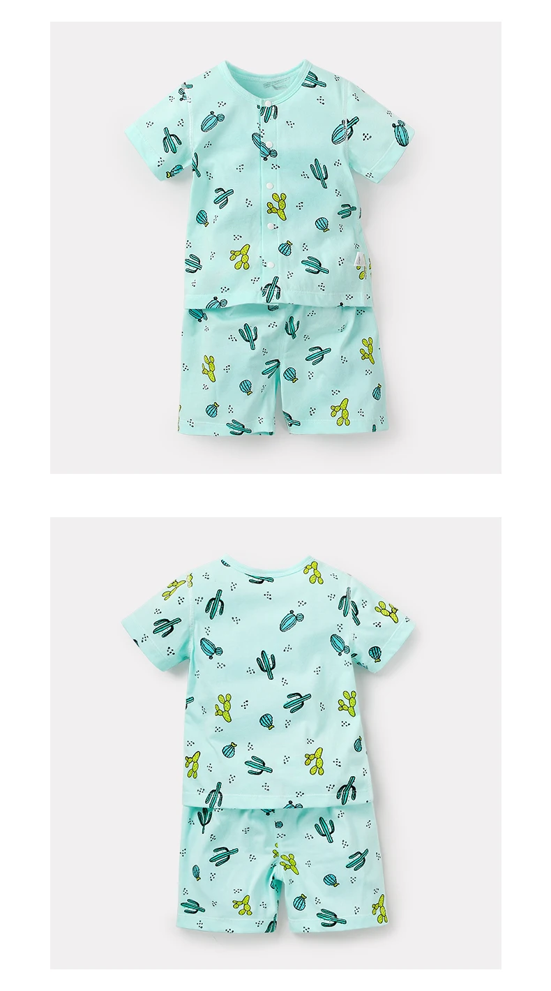 Летние маленький ангелочек короткий рукав Sleepwears и маленьких девочек 2 частей дышащий хлопок пижамный комплект (0-2years)
