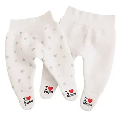 Leggings longs en pur coton pour nouveau né, 2 pièces, vêtement de nuit, pyjama, chaud, pour fille et garçon, 0 3M, hiver 