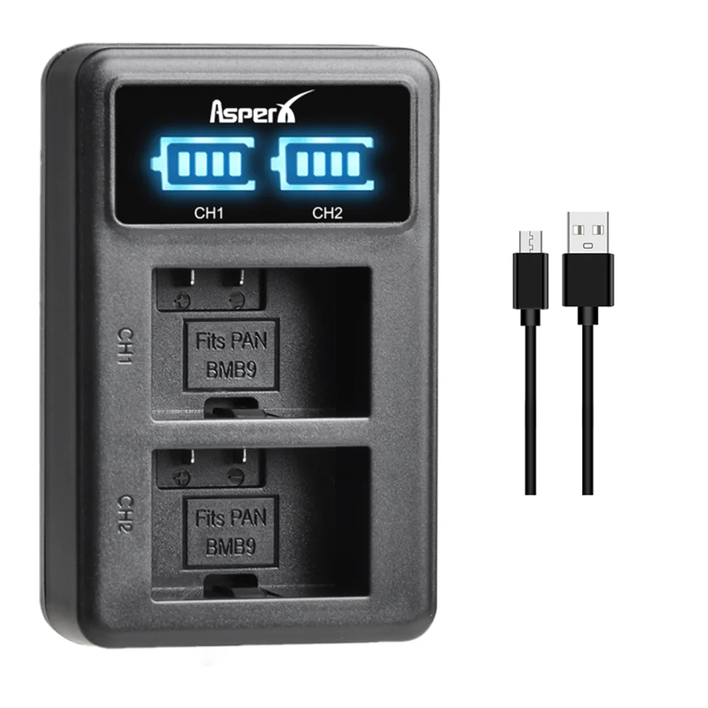 Rechargeable Battery Camera Battery Camera Battery Charger Rechargeable Battery Charger DMW-BMB9 Battery + LED Charger for Panasonic Lumix DC-FZ82 FZ70 FZ60 FZ100 FZ150 FZ40 FZ45 FZ47 FZ48