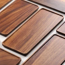 Мусовуд Акация прямоугольник деревянный чайный поднос придвижной столик тарелка Закуски Блюдо для хранения еды для дома отеля сервировочный лоток