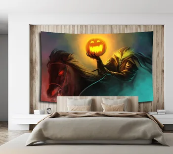 

Halloween Fullmoon Tapestry Ghost Printing Beach Blanket Cat Home Wall Decoration Cartoon Wall Hanging for Halloween Party